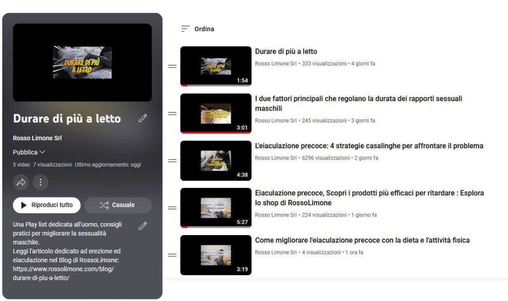 Durare di più a letto - Video YouTube RossoLimone