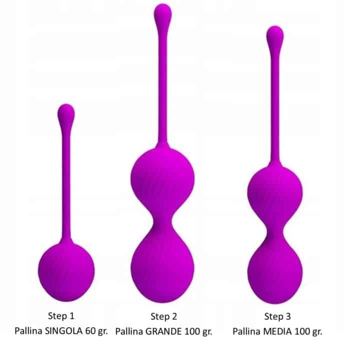 Kegel set- kit 3 palline della geisha - RossoLimone - step di utilizzo