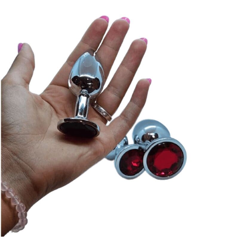 Plug acciaio con brillante rosso dimensione