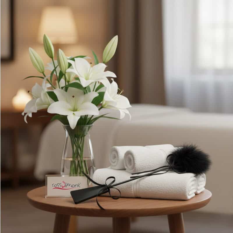 Frustino con piume PonPon rossolimone