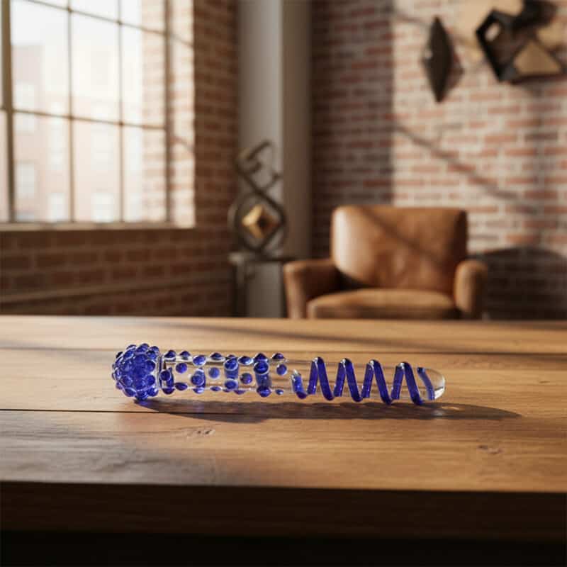 dildo in vetro blu