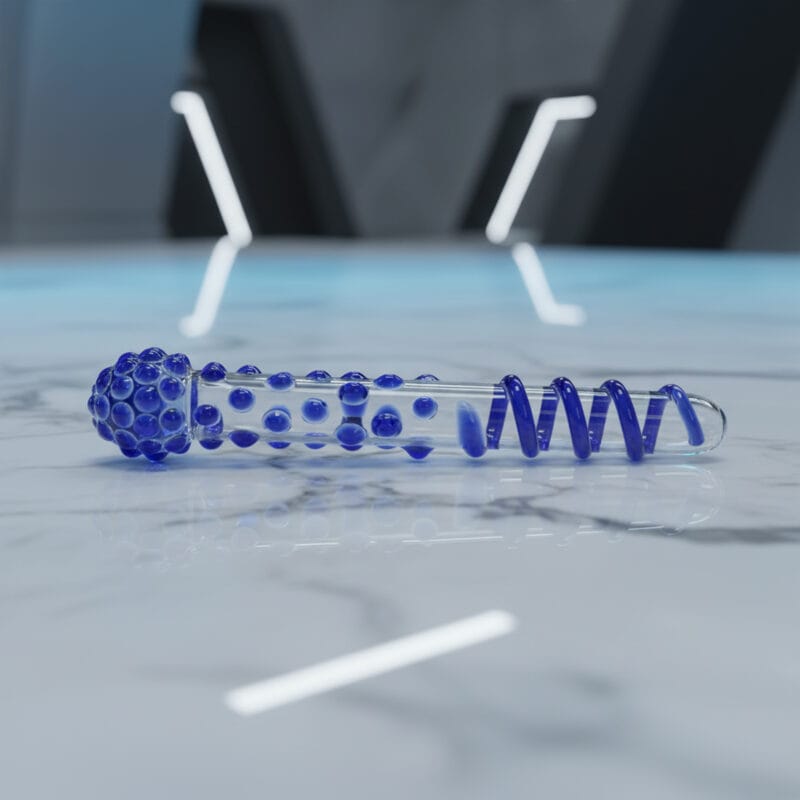 dildo in vetro blu