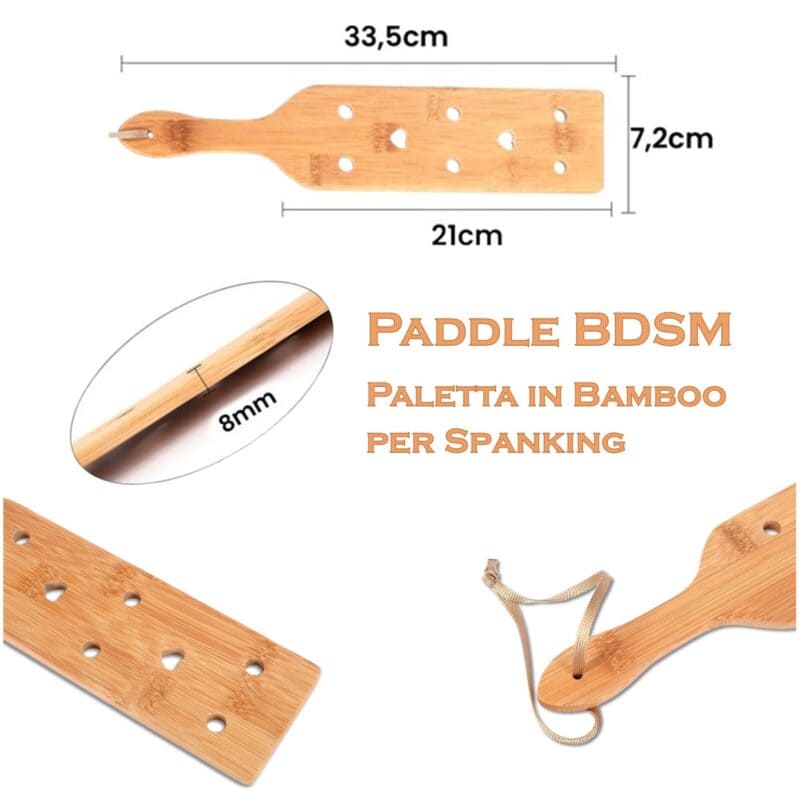 BambooHeart Paddle – Paletta Spanking in Bamboo per Giochi BDSM - Dimensioni